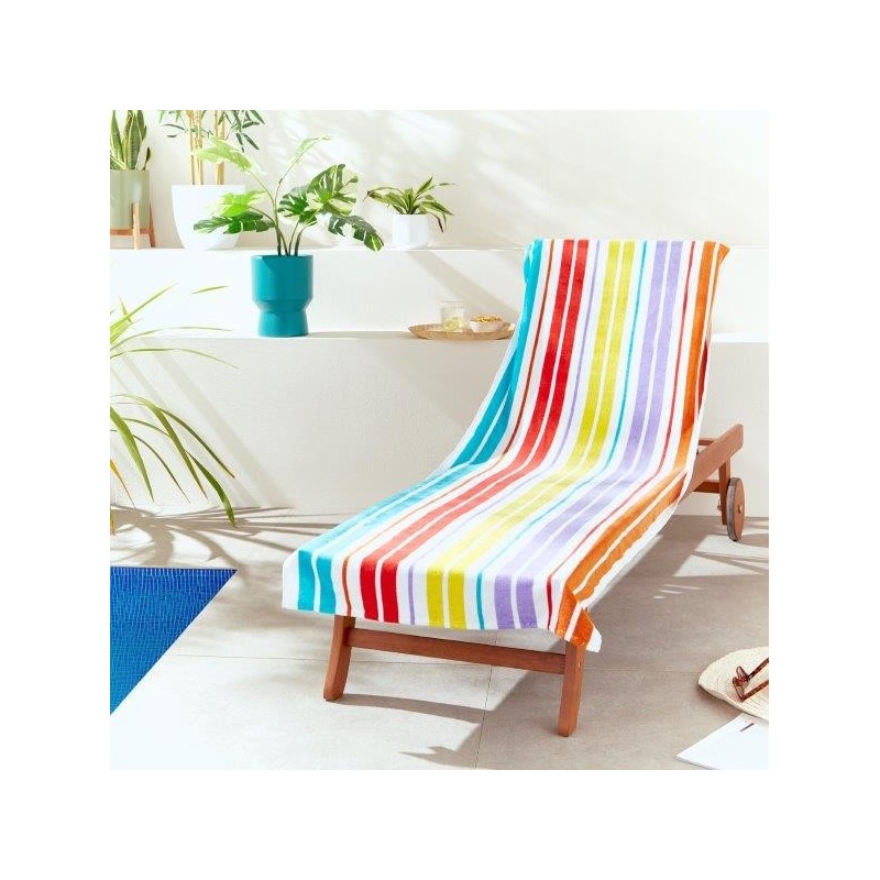 Toalla Playa Stripes Terciopelo con solapa