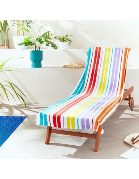 Toalla Playa Stripes Terciopelo con solapa