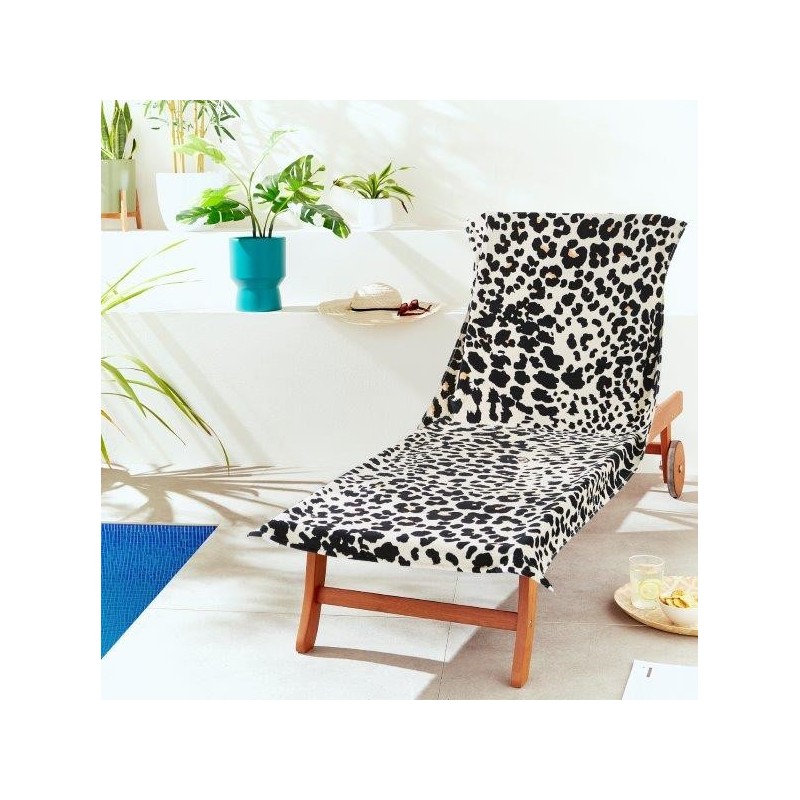 Leopardtercipelo de praia de toalha com aba