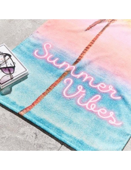 Towel Beach Summer Vibes Printed Velvet