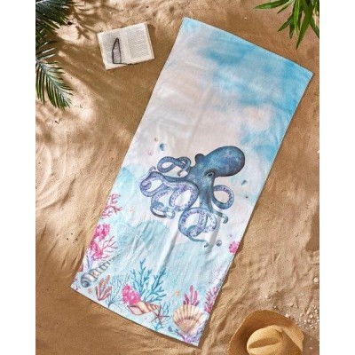 Toile de la plage Velours imprimé pieuvre d'été 2