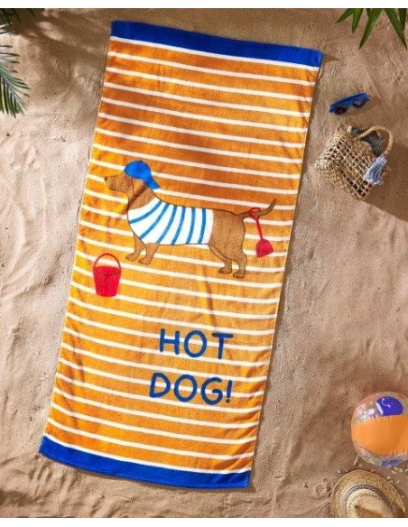 Toalheiro praia verão cachorro de impressão de veludo