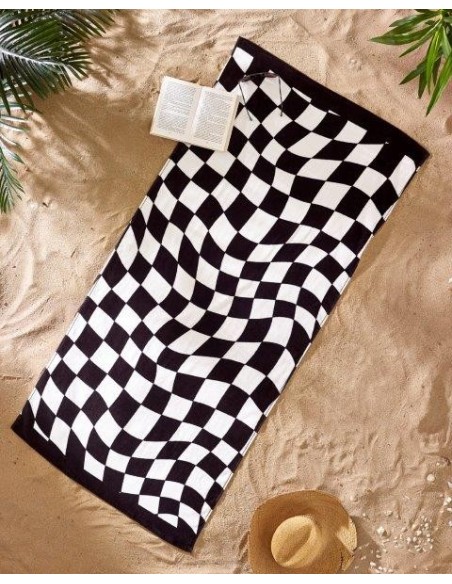 asciugamano Copia Beach Checker Board Stampa Velvet
