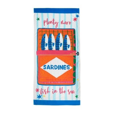 Towel Beach Sardines Printed Velvet